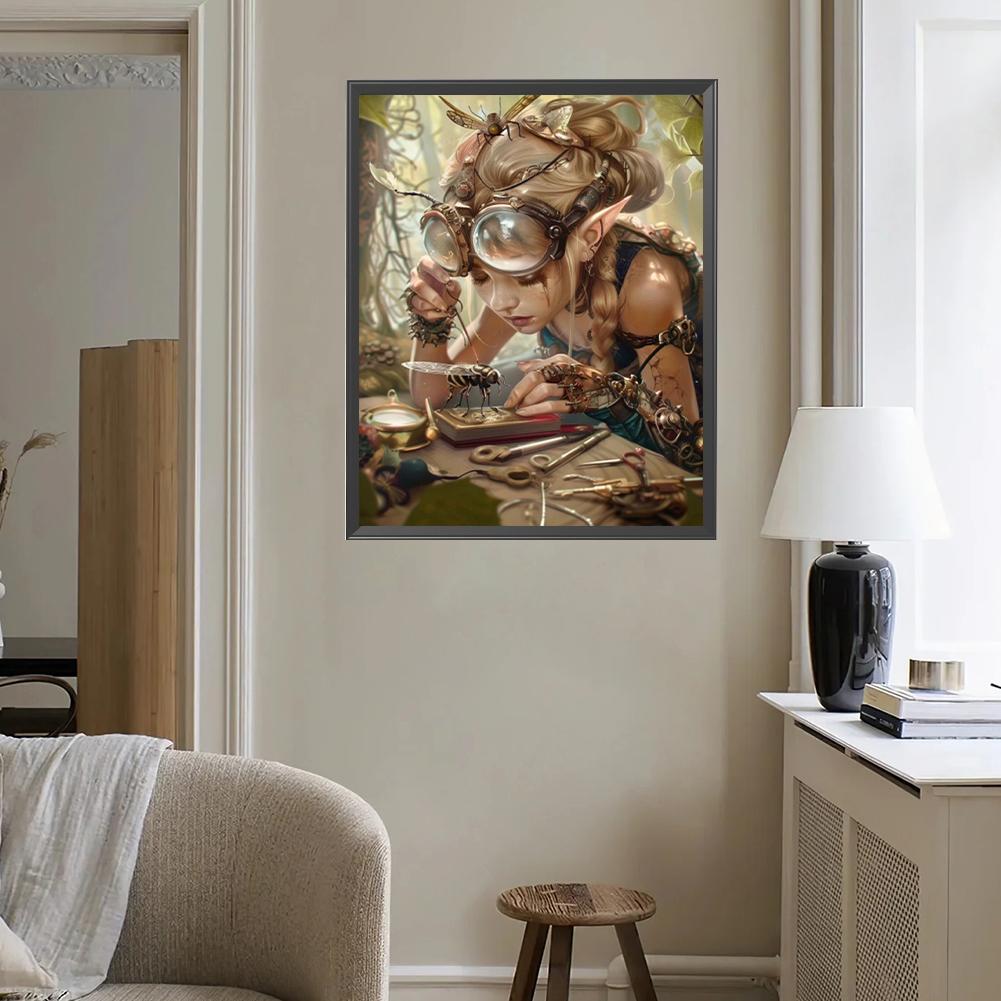 5D DIY Full Square Drill Diamond Painting Mechanical Girl Kit Home Decor 45x55cm