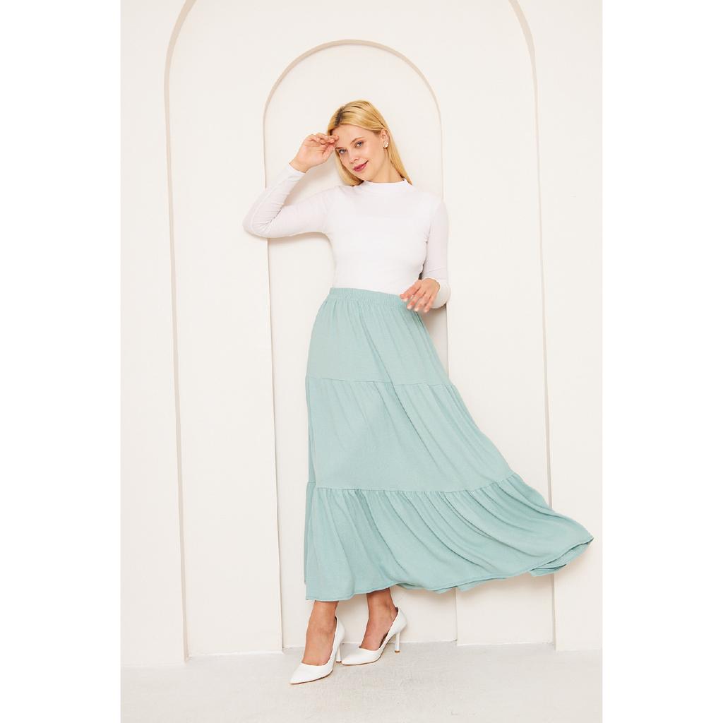 Černá sezónní vrstvená pohodlná sukně, bavlněná dlouhá sukně, ležérní sukně, ležérní sukně, hidžábová sukně