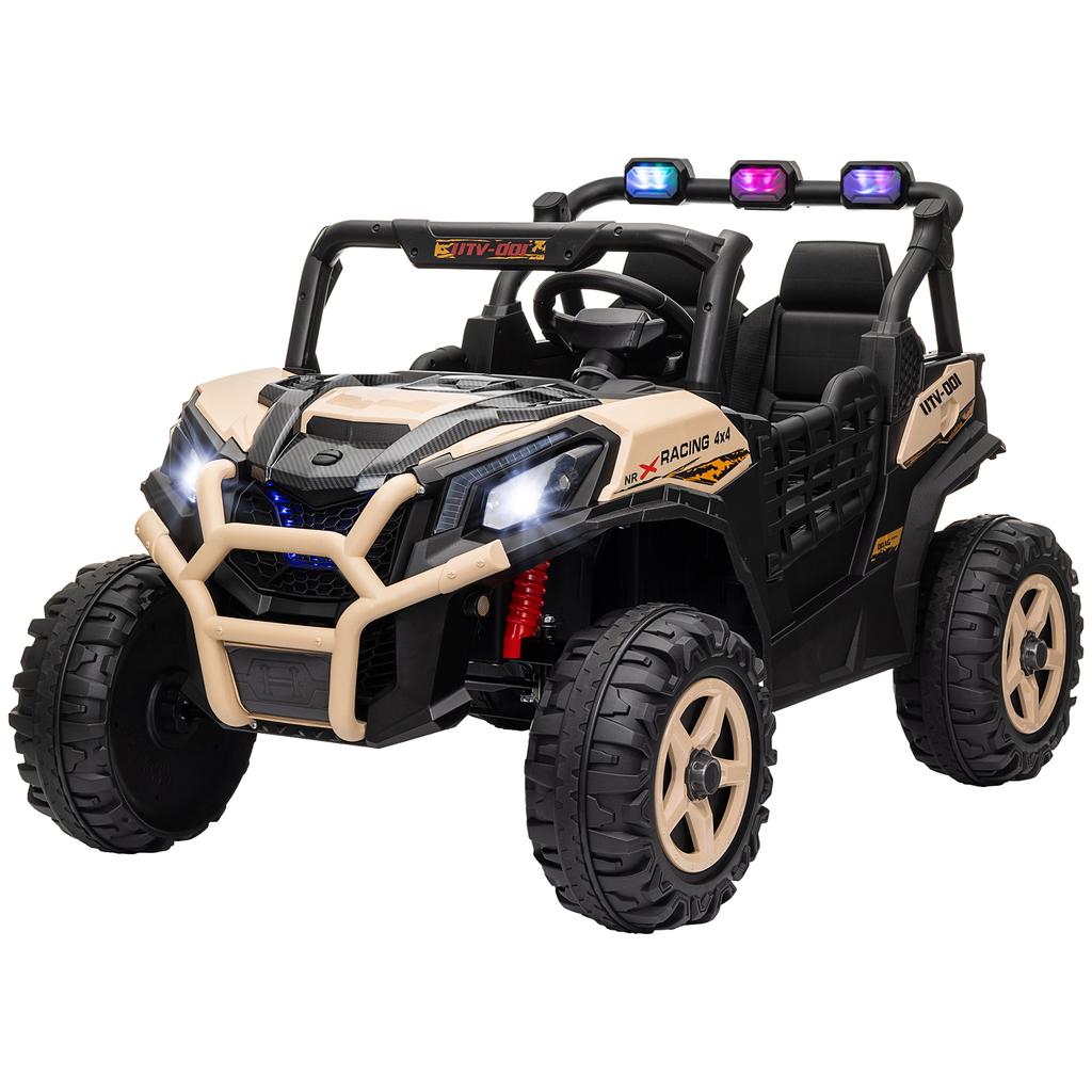 24V 2 Seater Kids Electric Car with Remote Control, Suspension System, Slow Start, 3 Speeds, for 3-8 Years, Khaki