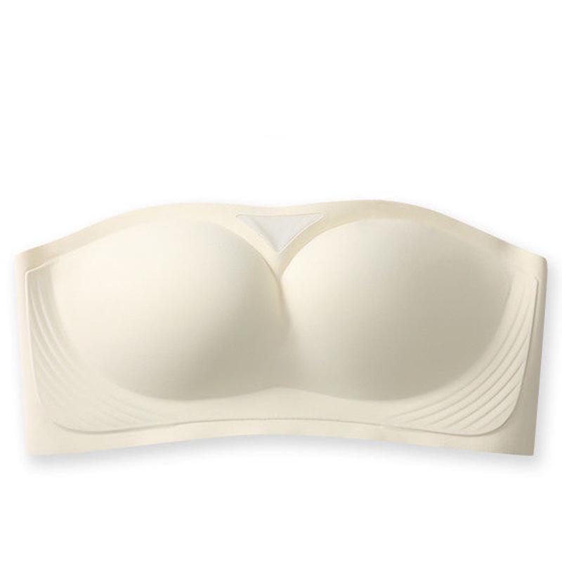 Bezešvá bandeau podprsenka bez ramínek proti sklouzávání pro malá prsa - Letní tenký styl, neviditelný push-up s krásným designem zad
