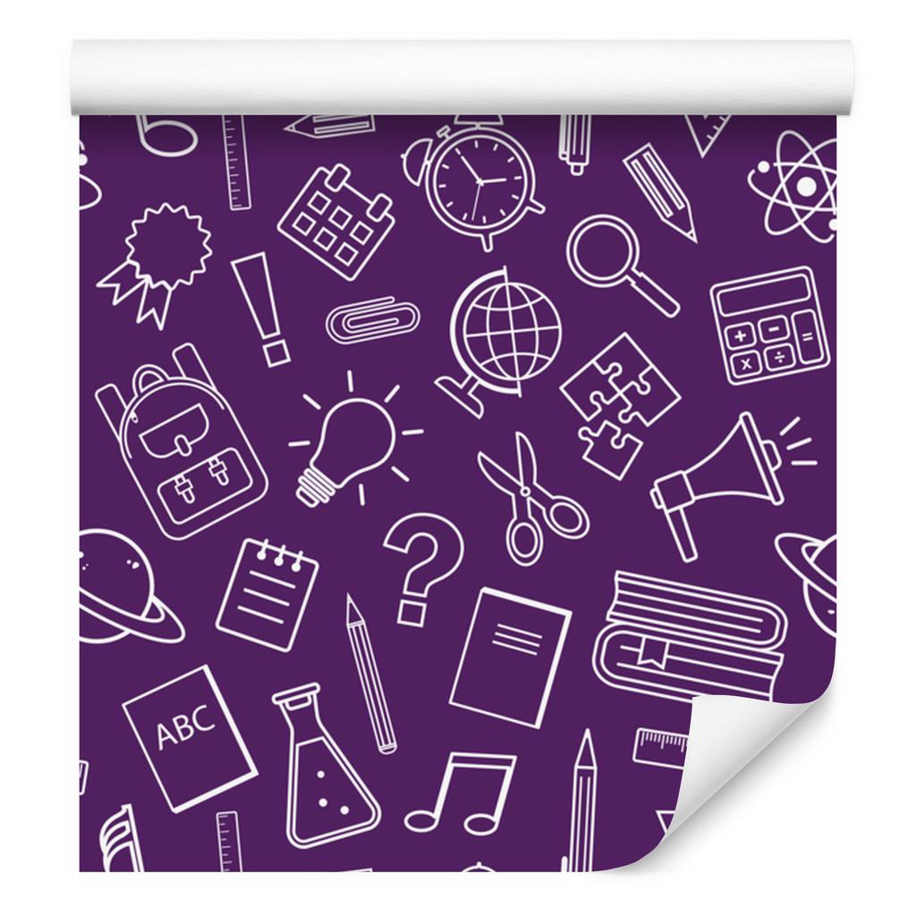 Wallpaper School Supplies purple and plum, purple background 50x1000