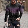 Retro Graffiti 3D-Druck Sommer Herren Rundhals-T-Shirt Lässiges Langarm-T-Shirt Übergroßer Pullover Modetrend Herrenbekleidung