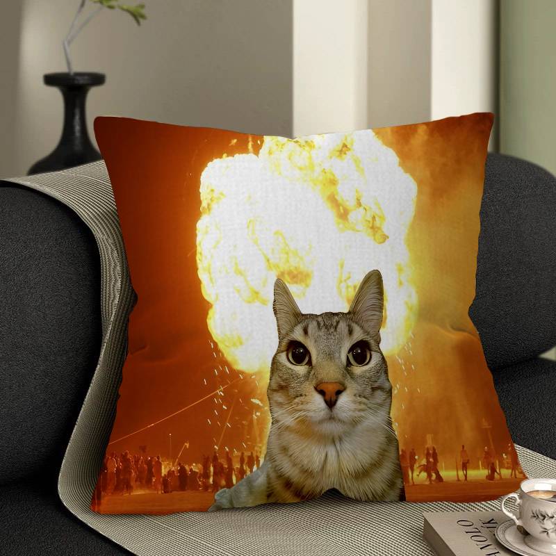 Cat Funny Cushion Cover Car Throw Pillow Case For Sofa Car Christmas Gift 40X40Cm 45X45Cm