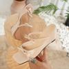 Fashion Bowtie Decor Wedges Sandals for Women Plus Size Thick Sole Square Toe Slippers 2025 Summer Comfor Light Non Slip Beach Shoes