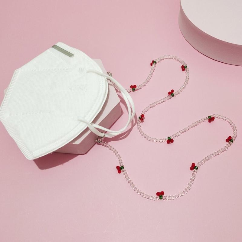 Retro Cherry Eyeglasses Chain Sophisticated Sunglasses Lanyard Accessory With Pearls And Cherry Embellishments