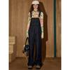 Coolhut American Retro Autumn and Winter New Style Blue Fashionable Slim Denim Overalls Straight-Leg Jumpsuit for Women