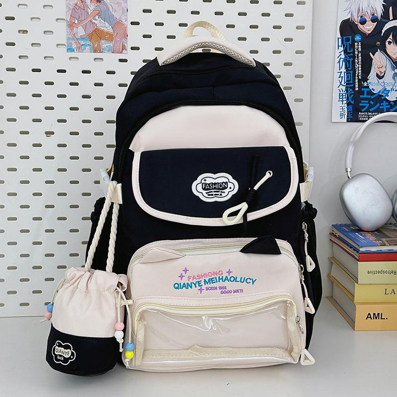 Cute Gaoyan College, Small Style, Fresh and Transparent Pain Bag, High School Student Large-capacity Schoolbag, High School Student Backpack