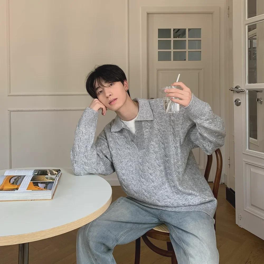 2024 Men's Retro V-Neck Twist Knit Sweater Coat