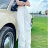 Women's High Rise Straight Leg Jeans Loose Fit Fresh Style No Stretch White Drapey Denim Trousers