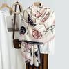 New Scarf Women Camellia Cotton and Linen Feel Scarf Summer Sun Protection Beach Towel Decorative Shawl