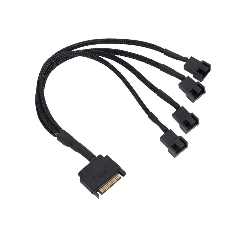 Cooling Fan Adapter Cable 15 Pin SATA to 4 x 3 Pin / 4 Pin PMW 12V PC