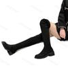 Fashion Women's Over Knee Elastic Boots 2025 Flat Bottom Velvet Long Tube Boots High Tube Round Toe Pure Color Simple Style Adult Shoes