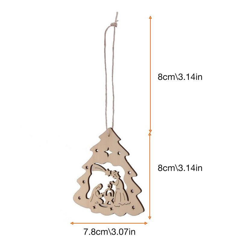 10pcs Wooden Tree Embellishments Wood Christmas Tree Blanks with Twines for Christmas DIY Craft Card Decor