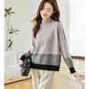 Srcr Women's Color Block Pure Wool Half-High Collar Sweater