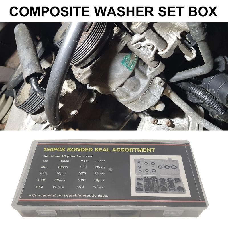 Comprehensive Rubber Gasket Set Bonded Washer Assortment Multifunction  Sealing Washer with Storage Box for Industrial