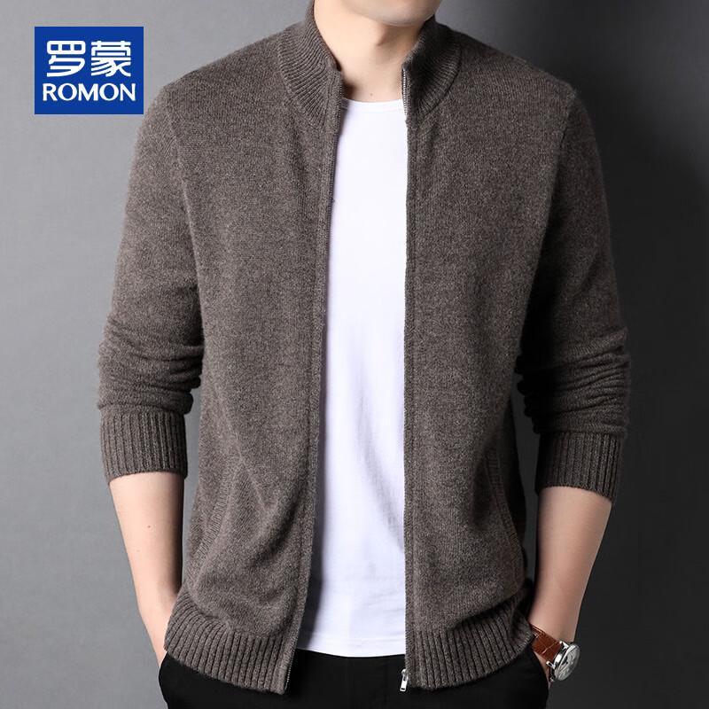 ROMON Men's 100% Pure Cashmere Zipper Cardigan