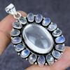 Natural Crystal Quartz Gemstone 925 Sterling Silver Jewelry Pendant 2.36" ETC-13780
