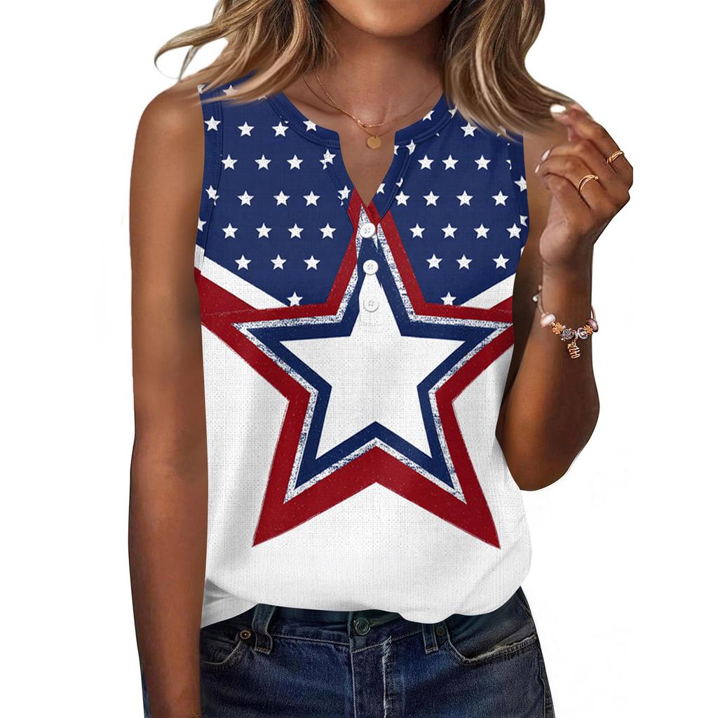 Square Collar Tank Top Women Print Tank Tee Casual Loose Fit Sleeveless Shirt