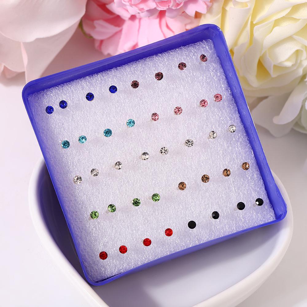 

Korean Style Colorful Resin Stud Earrings Rhinestone Fashion Set