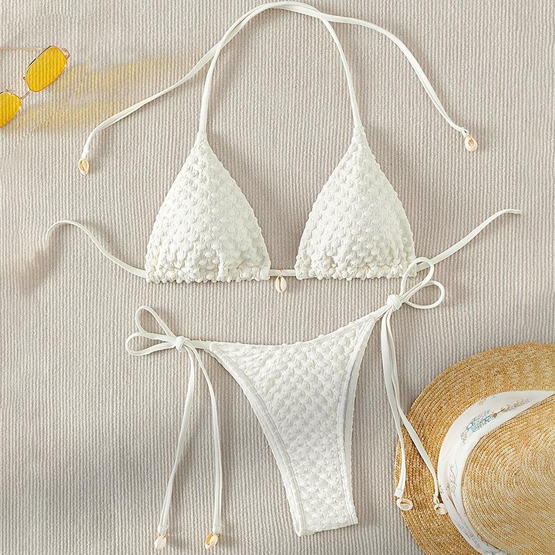 TS JYL-SW204 Fresh Tie Back Bikini, Solid Young Style Swimwear For Beach M