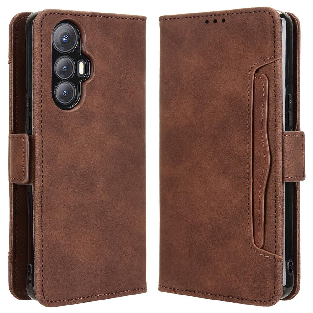 

Кожаный чехол-книжка для Cubot Max 5 с несколькими отделениями для карт Brown