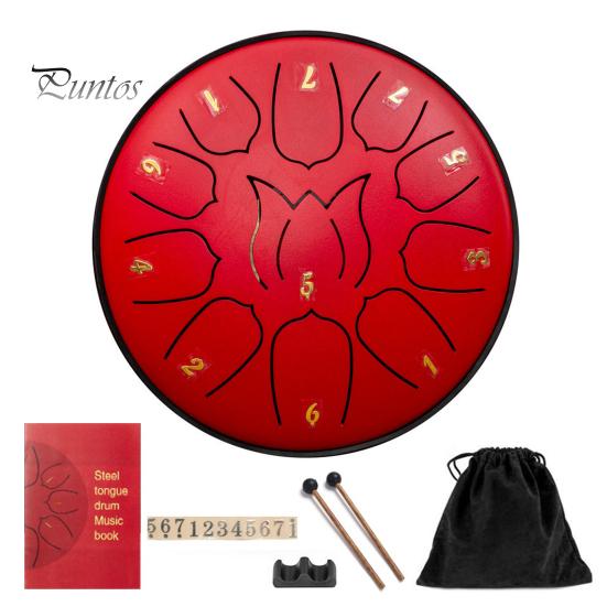 Steel Tongue Drum Set Ethereal Drum with Bag Sticks Music Book Drum Holder Sound Healing Hand Drum for Meditation Yoga Chakra Music Therapy