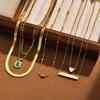 Stylish Stainless Steel Gold Necklace Ladies Heart Snake Chain Simple Personality Double Layer Nc357