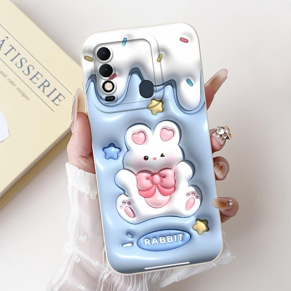 For Tecno Spark 8 Case Cute Rabbit Panda Back Cover KG6 KG6k Phone Cases For Tecno Spark 8 8T Soft Fundas Spark8 Spark8T Coque