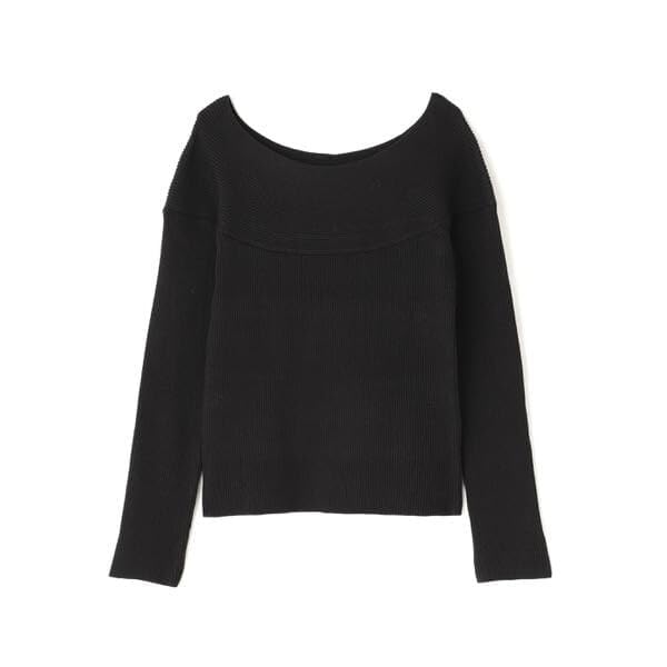 Natural Beauty Basic Decollete Rib Knit Deep Blue Women's Sweater,
