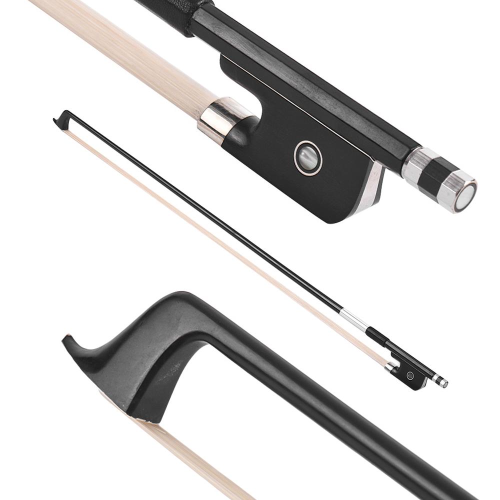 4 4 Cello Violoncello Bow Well Balanced Carbon Fiber Round Stick Ebony Frog White Horsehair Cello Parts Accessories