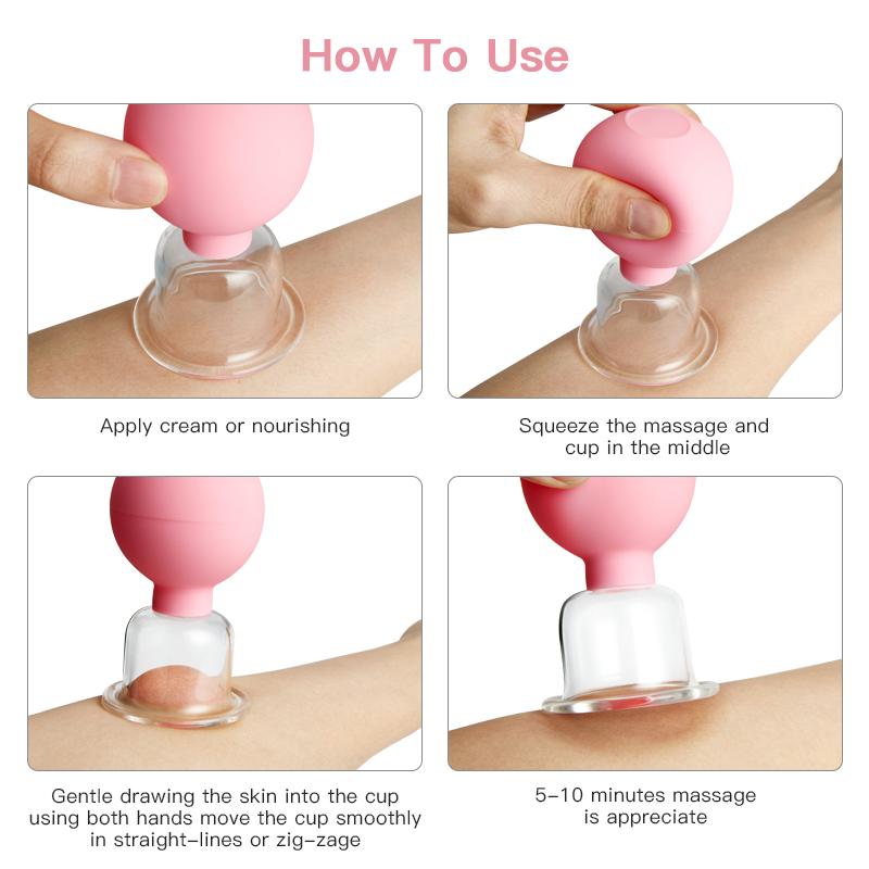 Rubber Massage Body Cups Glass Vacuum Cupping Anti Cellulite Suction Cup Massager for Face Facial Skin Lifting Tools