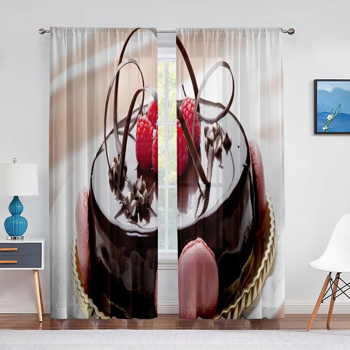 Джем Торт Десерт Малиновый Прозрачные Шторы для Гостиной Шифоновая Вуаль Шторы Спальня — фото 12