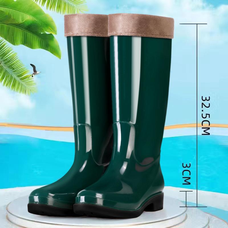 Women's tall water shoes non-slip velvet cotton rain shoes rain boots bucket cover shoes water boots thickened