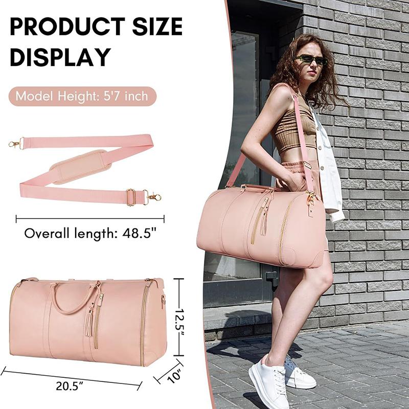Foldable Women's Travel Convenient Carry-on Clothing Bag Large Capacity PU Leather Duffel Bag Portable Business Travel Bag