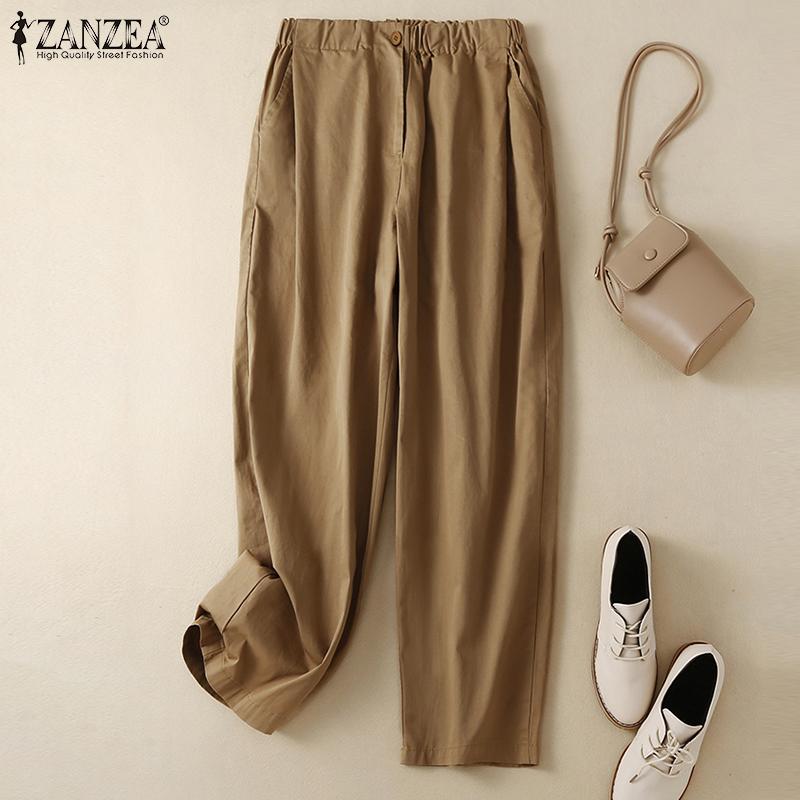 

ZANZEA Женские повседневные свободные летние брюки с эластичной резинкой на талии