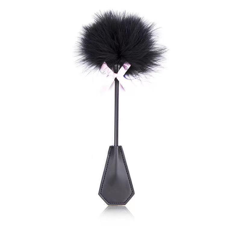 Fun Ostrich Feather Teasing Stick with Diamond Bowknot
