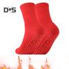 1 Pair Heated Socks 24 Hours Keep Your Feet Warm Silicone Soles Mid-tube High Elasticity Solid Color Sport Socks Cold Weather Cozy Socks