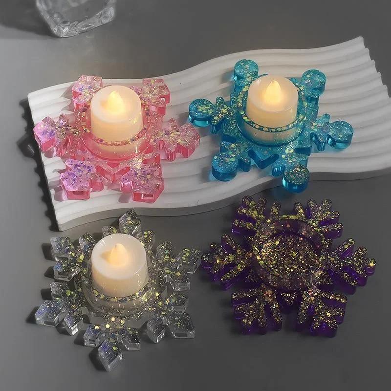 Aromatherapy Candle Gypsum Storage Mold  Creative DIY Crystal Christmas Snowflake Jewelry Mold Candy Box Home Table Decoration