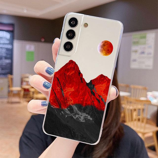 Transparente Hülle für Samsung Galaxy S22 S20 FE S21 S10 S9 Plus Note 20 Ultra 10 Lite 9 Weiche TPU Handyhülle Ästhetischer Schneeberg
