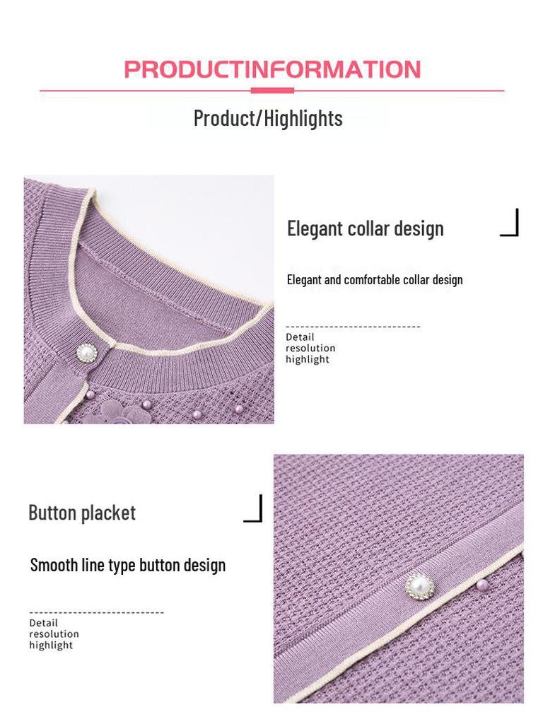 2025 New Style Grandma's Knitwear: Spring & Autumn Long Sleeve Pullover for Middle-Aged & Elderly Women