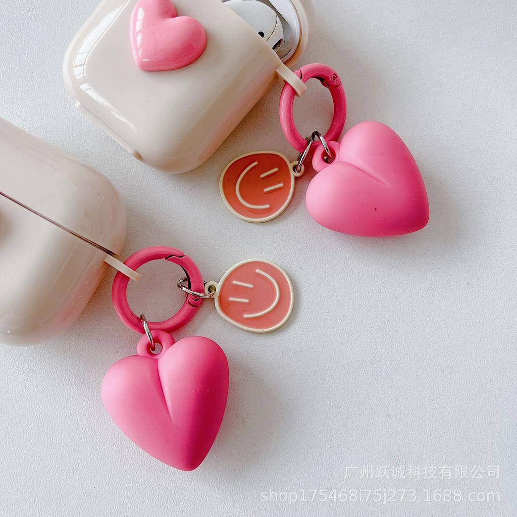 Smiley Face Powder Love AirPods 1/1st Generation Earphone Case Pro1 Bluetooth Protective Case Is Suitable for Apple Candy Color 1st Generation