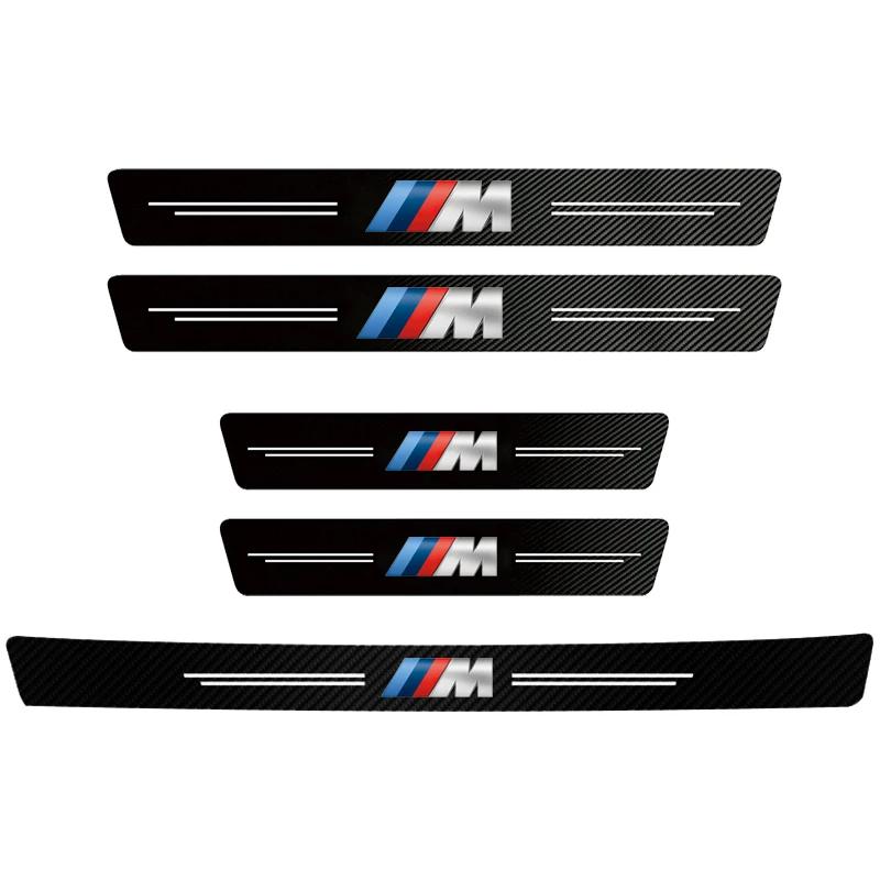 For BMW M E28 E90 F30 F10 X2 X3 X4 X5 X6 X7 F20 E46 E60 Valve 1/4/5Pcs Leather Car Door Sill Protector Carbon Fiber Sill Strip blhn58