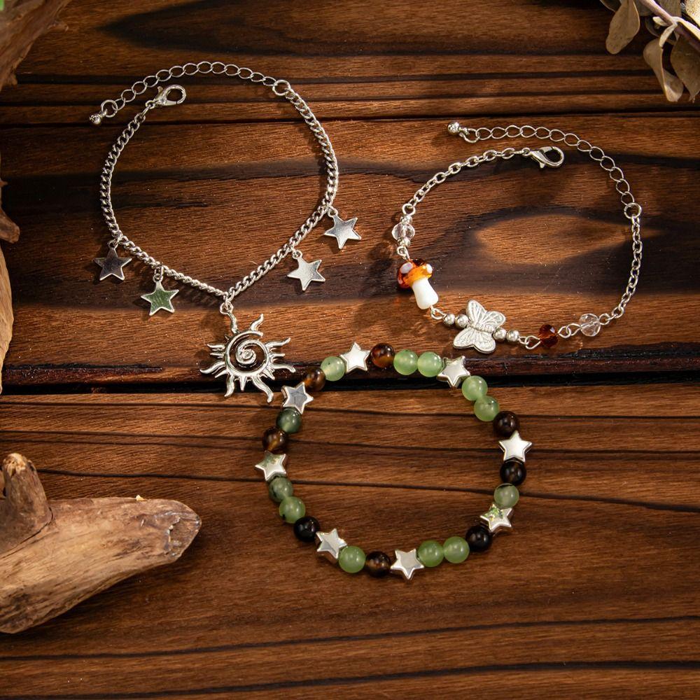 Multi-Layer Ethnic Style Bracelet Spiral Design Gravel Woven Bangle  Jewelry