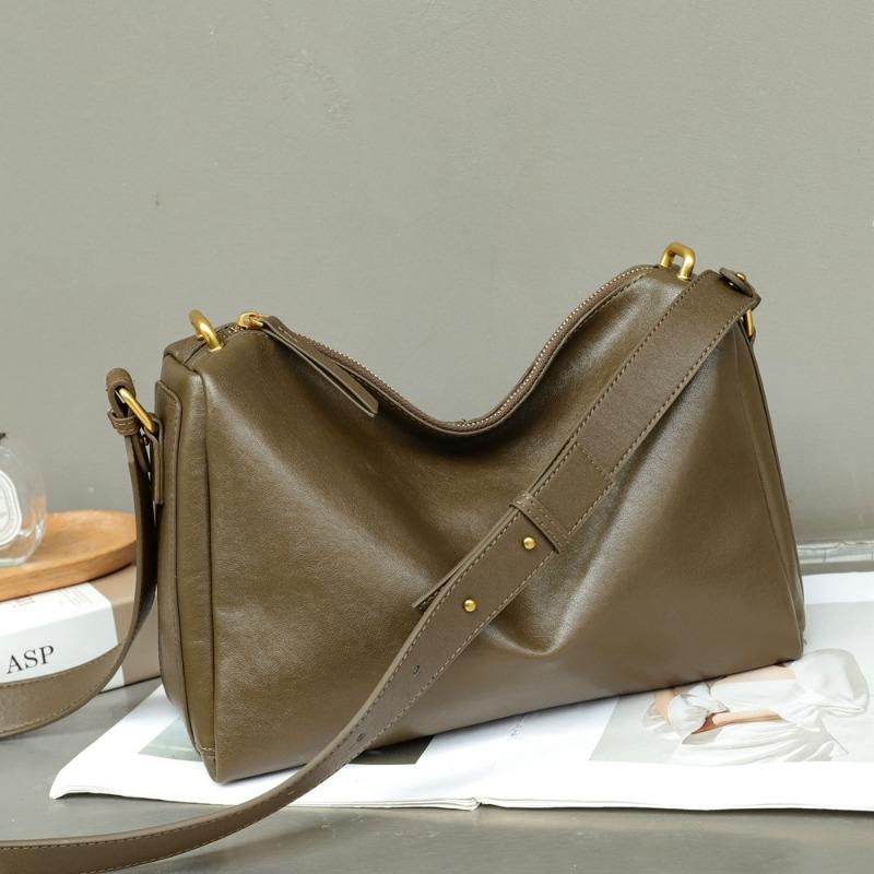 Fashion Vintage Genuine Leather Women's Top Layer Vegetable Tanned Cowhide Pillow Bag Women's Crossbody Handbag