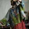 Johnature Women Vintage Patchwork Spring Chinese Style Print Floral O-Neck Long Sleeve Female T-Shirts