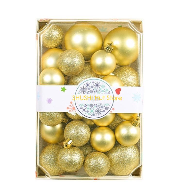 

26pcs/box Christmas Ball Christmas Tree Ornament Home Christmas Hanging Pendant New Year Party Decorations Gift Navidad D57B золотой