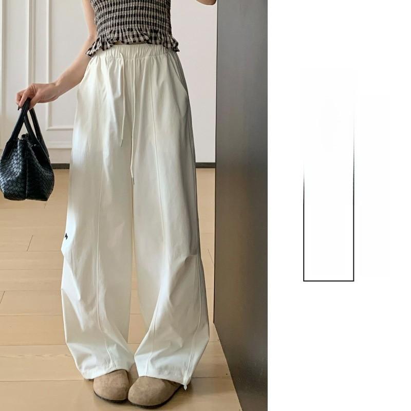 Casual High Waist Embroidered Wide Leg Pants For Women Summer Lightweight Linen Style