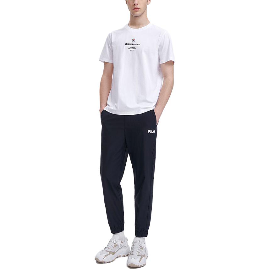 Fila Solid Color Logo Print Cuffed Loose Sports Casual Pants Men Bottoms Legendary-Blue F11M328605F-NV