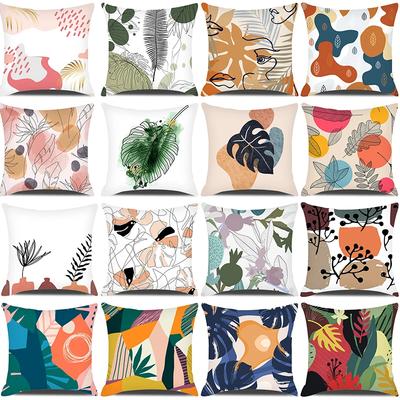 Modern Style Cushion Cover Abstraction Geometric Floral Plant Printed Pillow Cover Home Sofa Chair Decorative Pillowcase 45*45cm