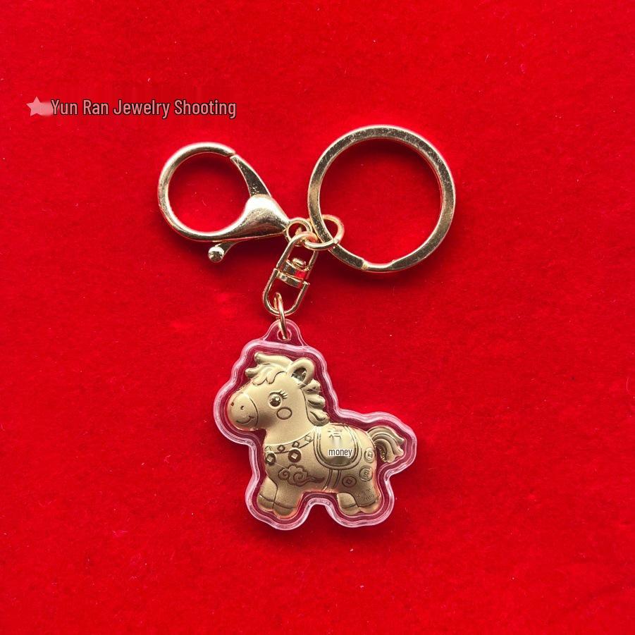 2026 Year of the Horse Gold Keychain: Zodiac Horse Pendant with Red String Phone Chain - Perfect Opening Gift
